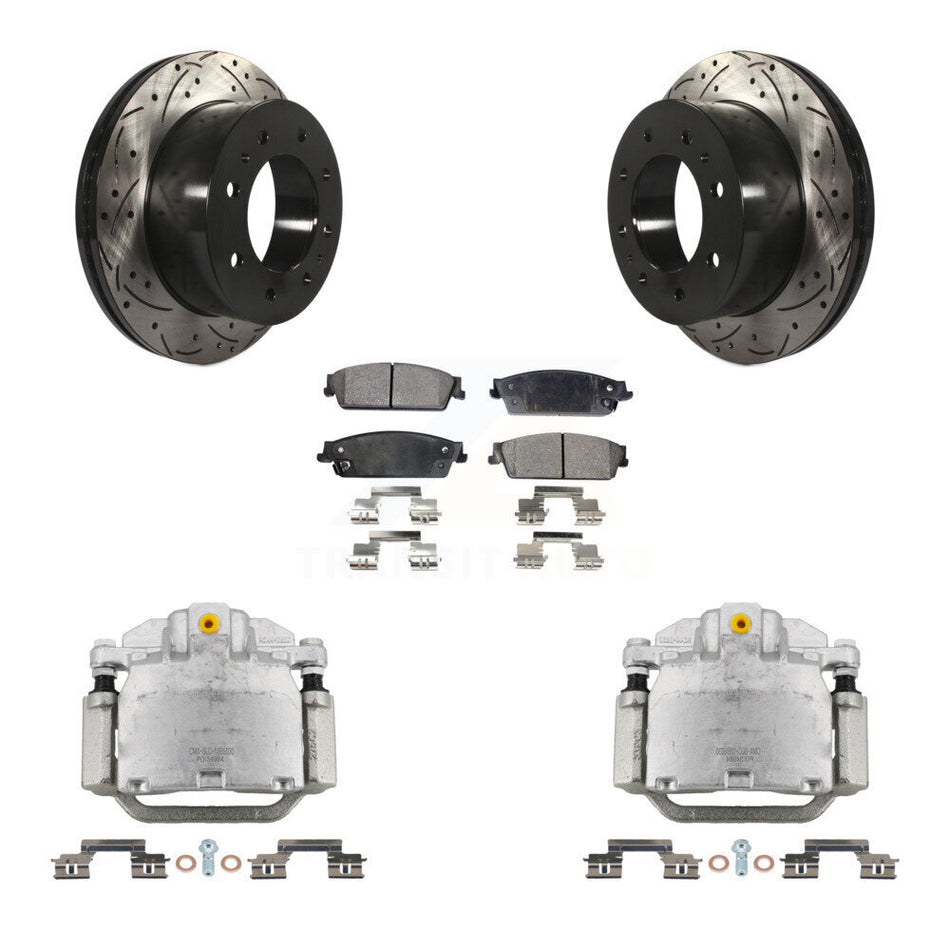 Rear Brake Caliper Drill Slot Rotors Ceramic Pad Kit For Chevrolet Silverado 1500 Hybrid KCD-100496T