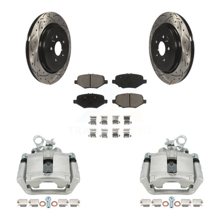 Rear Brake Caliper Drill Slot Rotor Ceramic Pad Kit For Ford Explorer Flex Taurus Police KCD-100497C