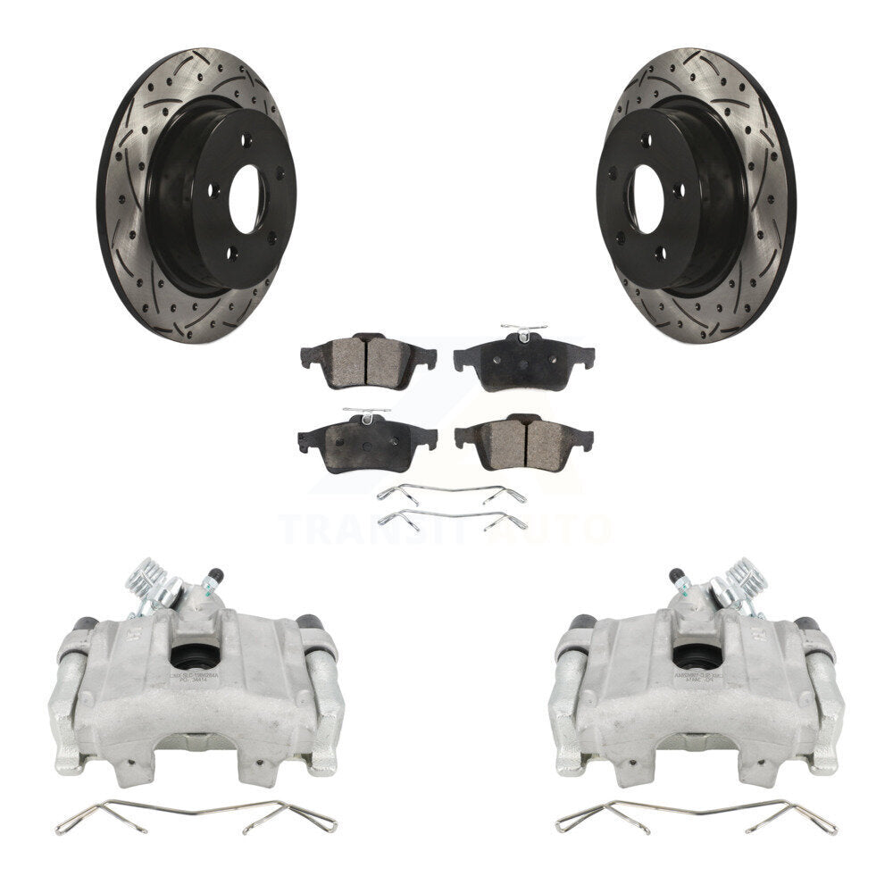 Rear Disc Brake Coated Caliper Drill Slotted Rotor Ceramic Pad Kit For Ford Escape C-Max KCD-100500T