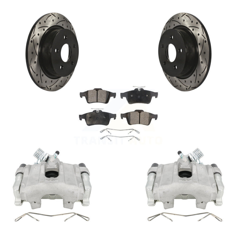 Rear Disc Brake Coated Caliper Drill Slotted Rotor Ceramic Pad Kit For Ford Escape C-Max KCD-100500T