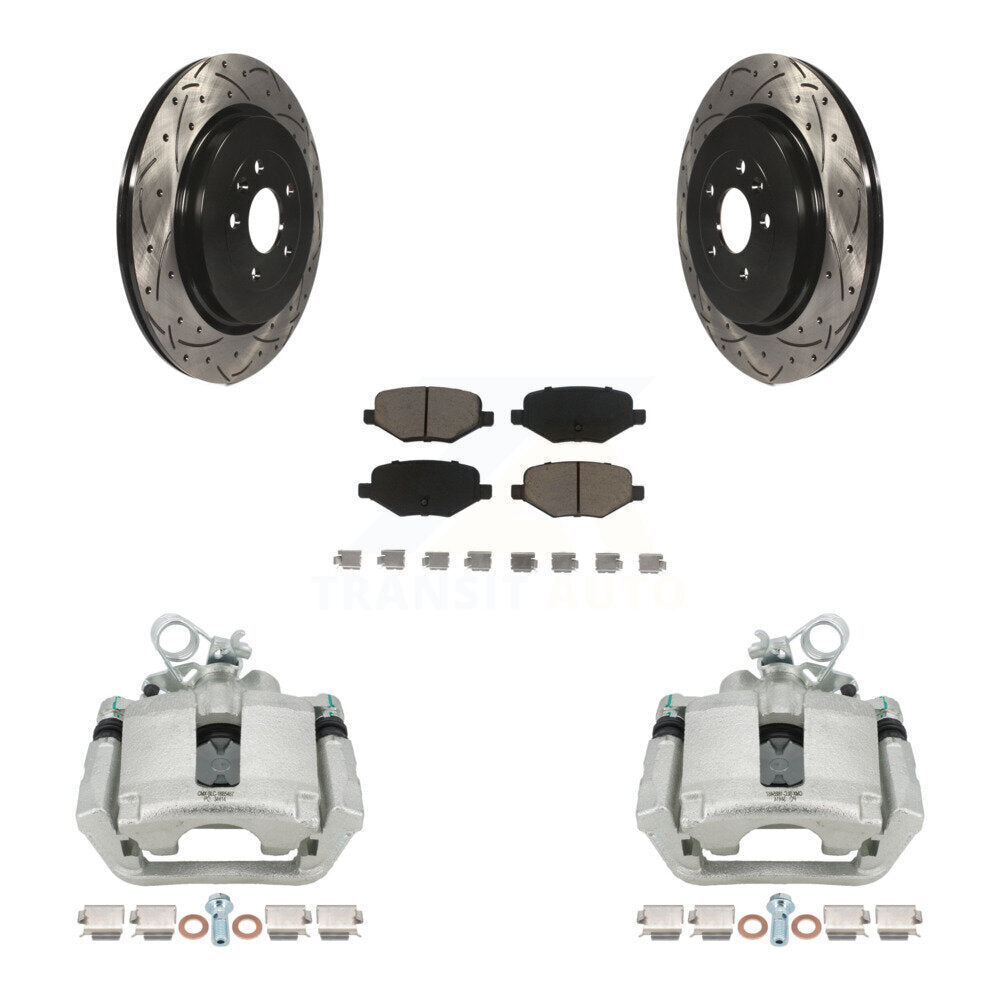 Rear Brake Caliper Drill Slot Rotor Ceramic Pad Kit For Ford Explorer Police Interceptor KCD-100501C