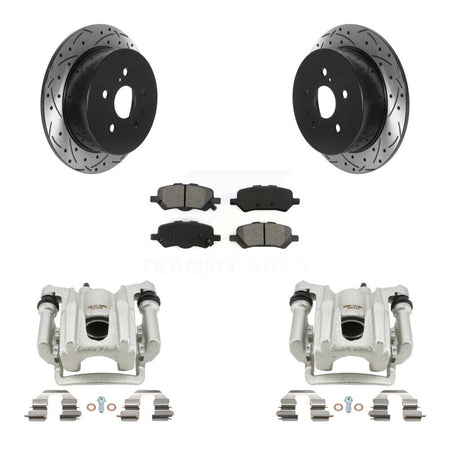 Rear Brake Caliper Drill Slotted Rotors Semi-Metallic Pad Kit For 2009-2016 Toyota Venza KCD-100501S