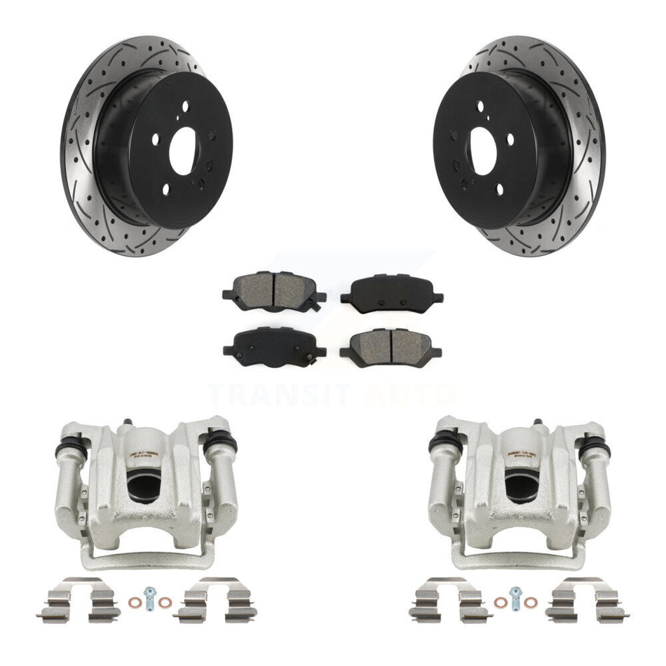 Rear Brake Caliper Drill Slotted Rotors Semi-Metallic Pad Kit For 2009-2016 Toyota Venza KCD-100501S