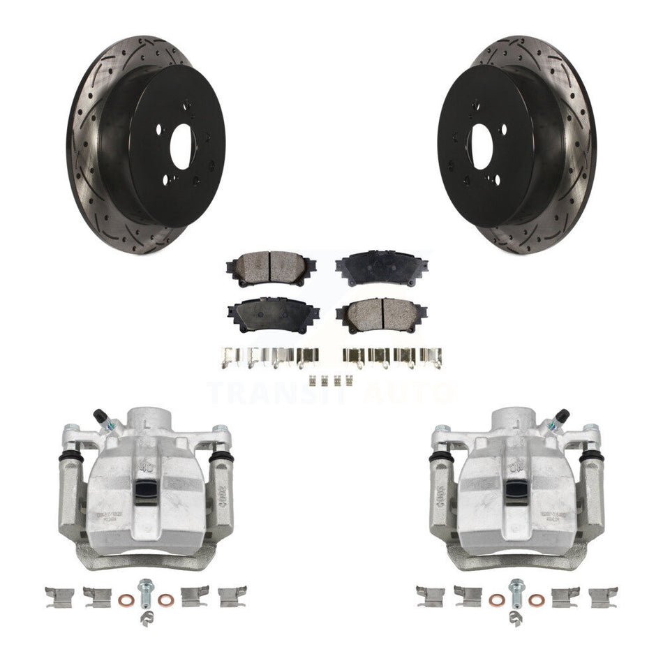 Rear Brake Caliper Drill Slot Rotor Ceramic Pad Kit For Toyota Sienna Lexus RX350 RX450h KCD-100501T