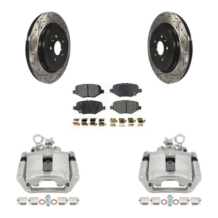 Rear Brake Caliper Drill Slot Rotors Semi-Metallic Pad Kit For Ford Explorer Flex Taurus KCD-100504P