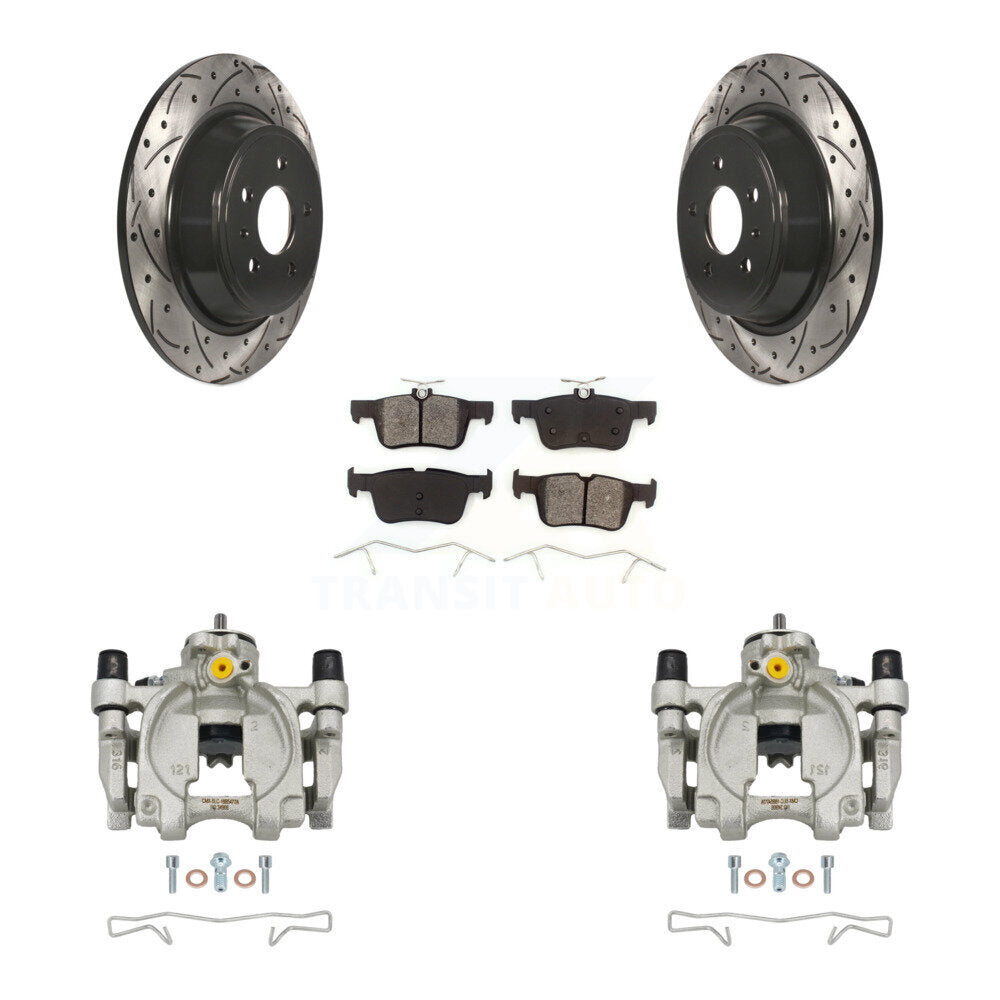 Rear Brake Caliper Drill Slot Rotor Semi-Metallic Pad Kit For Ford Escape Fusion Lincoln KCD-100504S