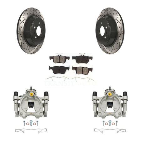 Rear Brake Caliper Drill Slot Rotor Semi-Metallic Pad Kit For Ford Escape Fusion Lincoln KCD-100504S