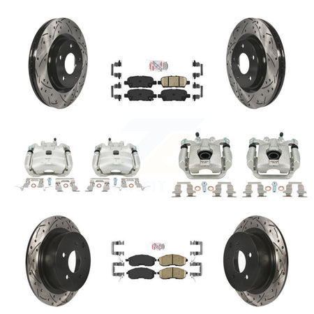 Front Rear Brake Coated Caliper Drill Slot Rotors Ceramic Pad Kit (10Pc) For Nissan Juke KCD-100505N