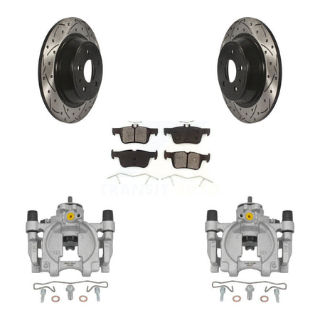Rear Brake Caliper Drill Slotted Rotor Semi-Metallic Pad Kit For Ford Fusion Lincoln MKZ KCD-100505S