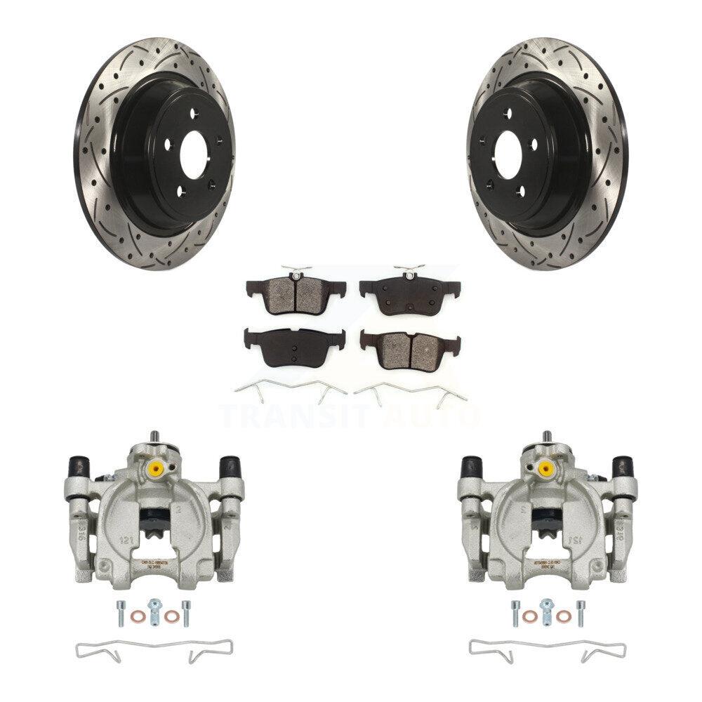 Rear Brake Caliper Drill Slot Rotors Semi-Metallic Pad Kit For Ford Edge Lincoln MKX MKZ KCD-100506S