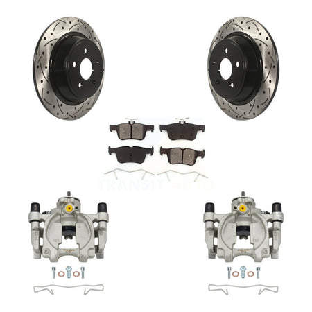 Rear Brake Caliper Drill Slot Rotors Semi-Metallic Pad Kit For Ford Edge Lincoln MKX MKZ KCD-100506S