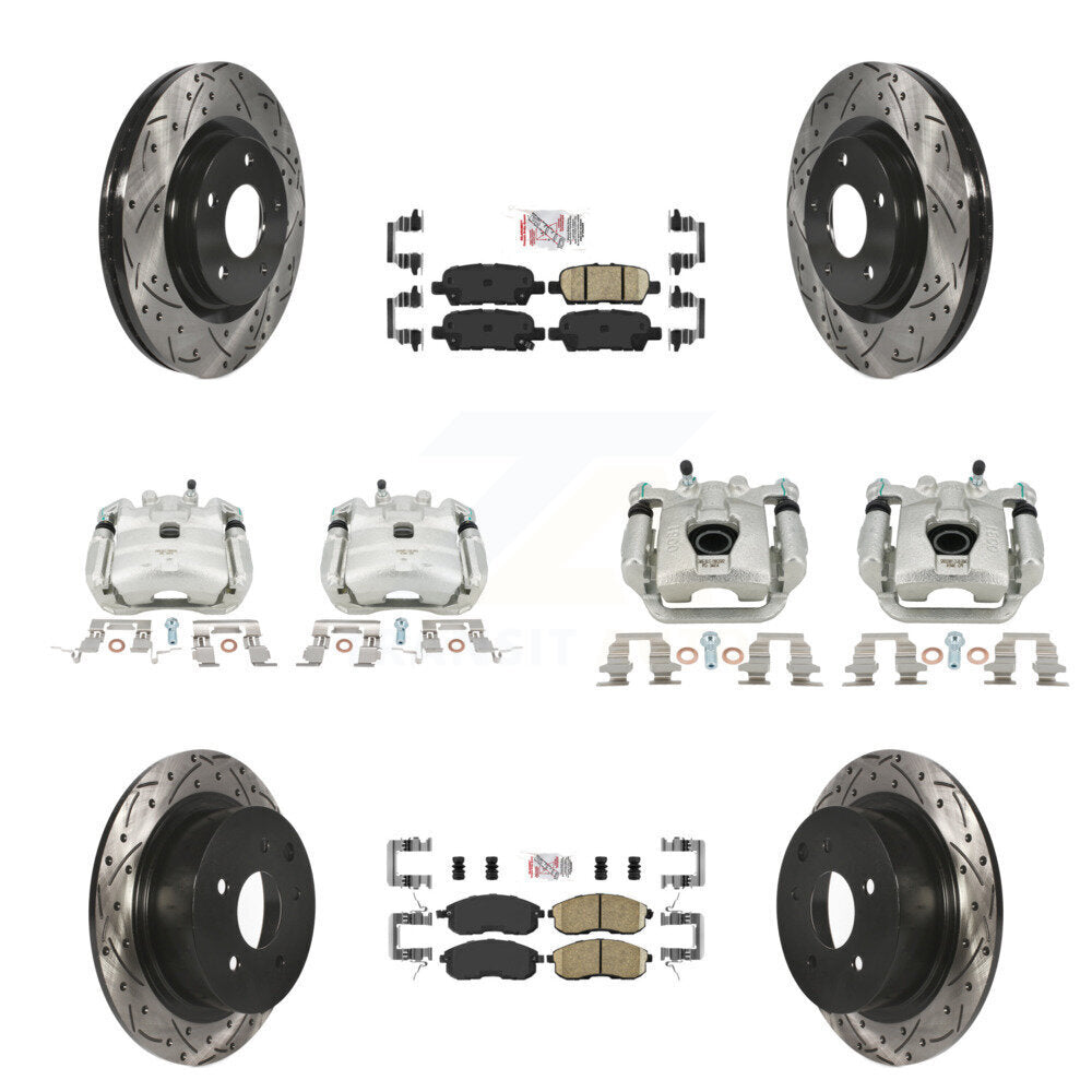 Front Rear Brake Coated Caliper Drill Slot Rotors Ceramic Pad Kit (10Pc) For Nissan Juke KCD-100507N