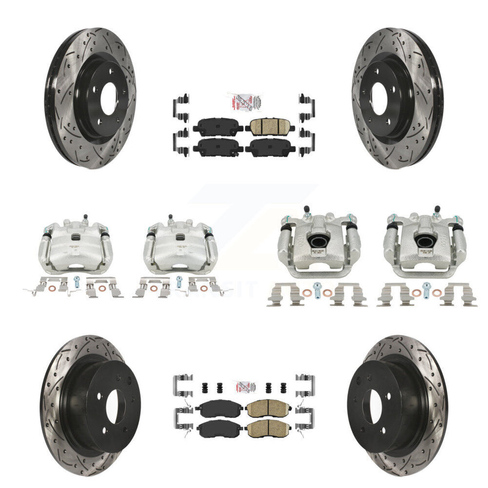 Front Rear Brake Coated Caliper Drill Slot Rotors Ceramic Pad Kit (10Pc) For Nissan Juke KCD-100507N