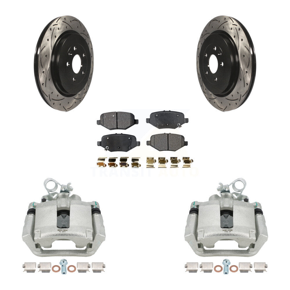 Rear Brake Caliper Drill Slot Rotor Ceramic Pad Kit For Ford Explorer Flex Taurus Police KCD-100508T