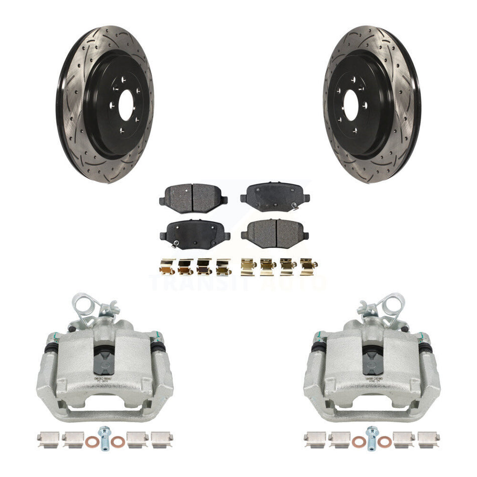 Rear Brake Caliper Drill Slot Rotor Ceramic Pad Kit For Ford Explorer Flex Taurus Police KCD-100508T