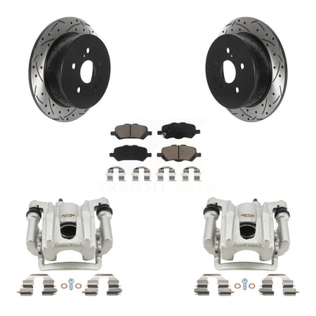 Rear Brake Coated Caliper Drill Slotted Rotor Ceramic Pad Kit For 2009-2016 Toyota Venza KCD-100509C