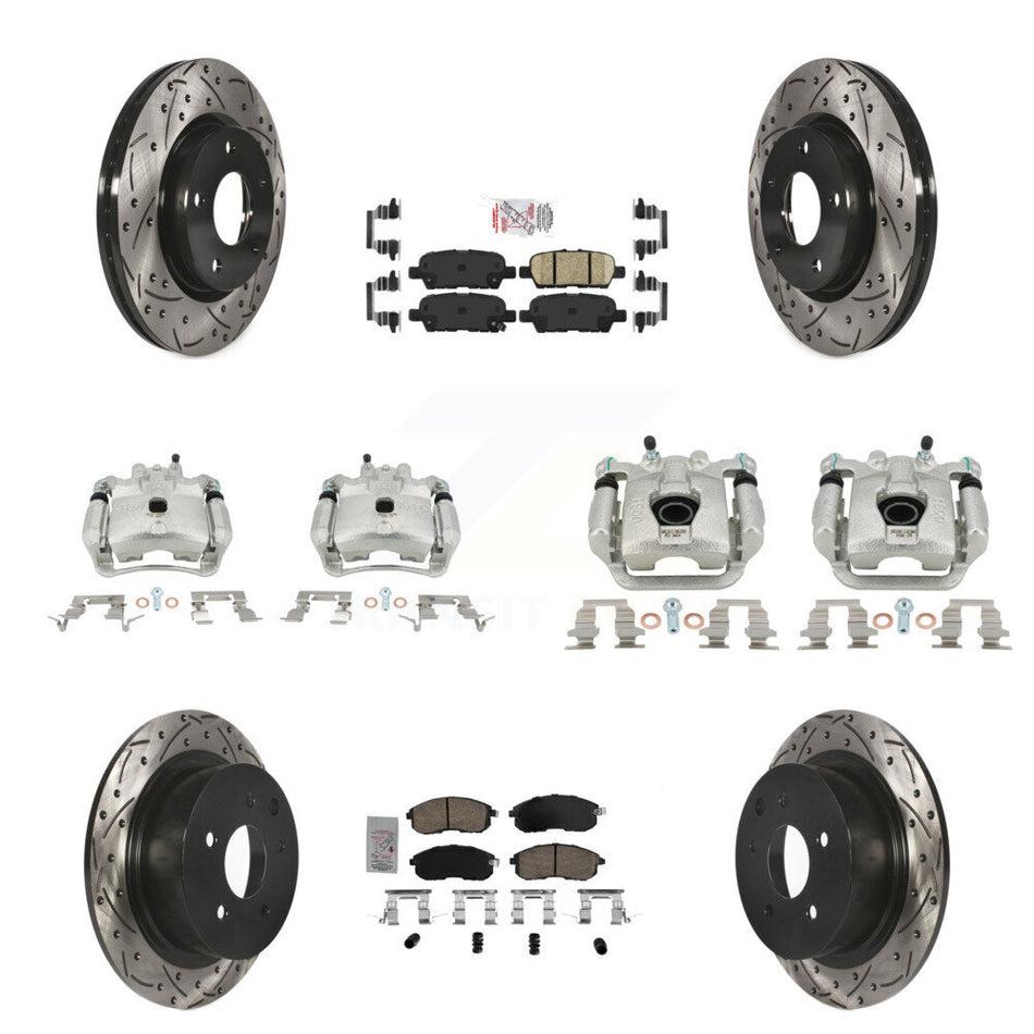 Front Rear Brake Coat Caliper Drill Slot Rotors Ceramic Pad Kit (10Pc) For Nissan Sentra KCD-100509N