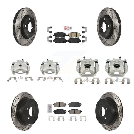 Front Rear Brake Coat Caliper Drill Slot Rotors Ceramic Pad Kit (10Pc) For Nissan Sentra KCD-100511N