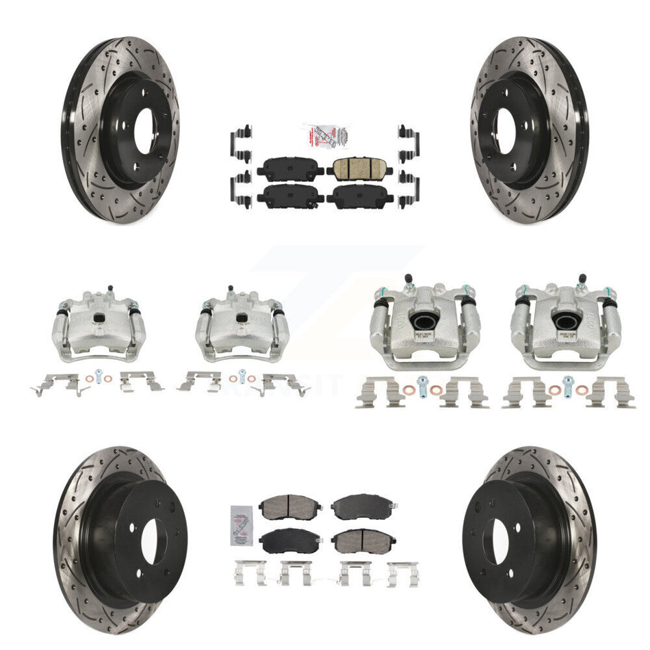 Front Rear Brake Coat Caliper Drill Slot Rotors Ceramic Pad Kit (10Pc) For Nissan Sentra KCD-100511N