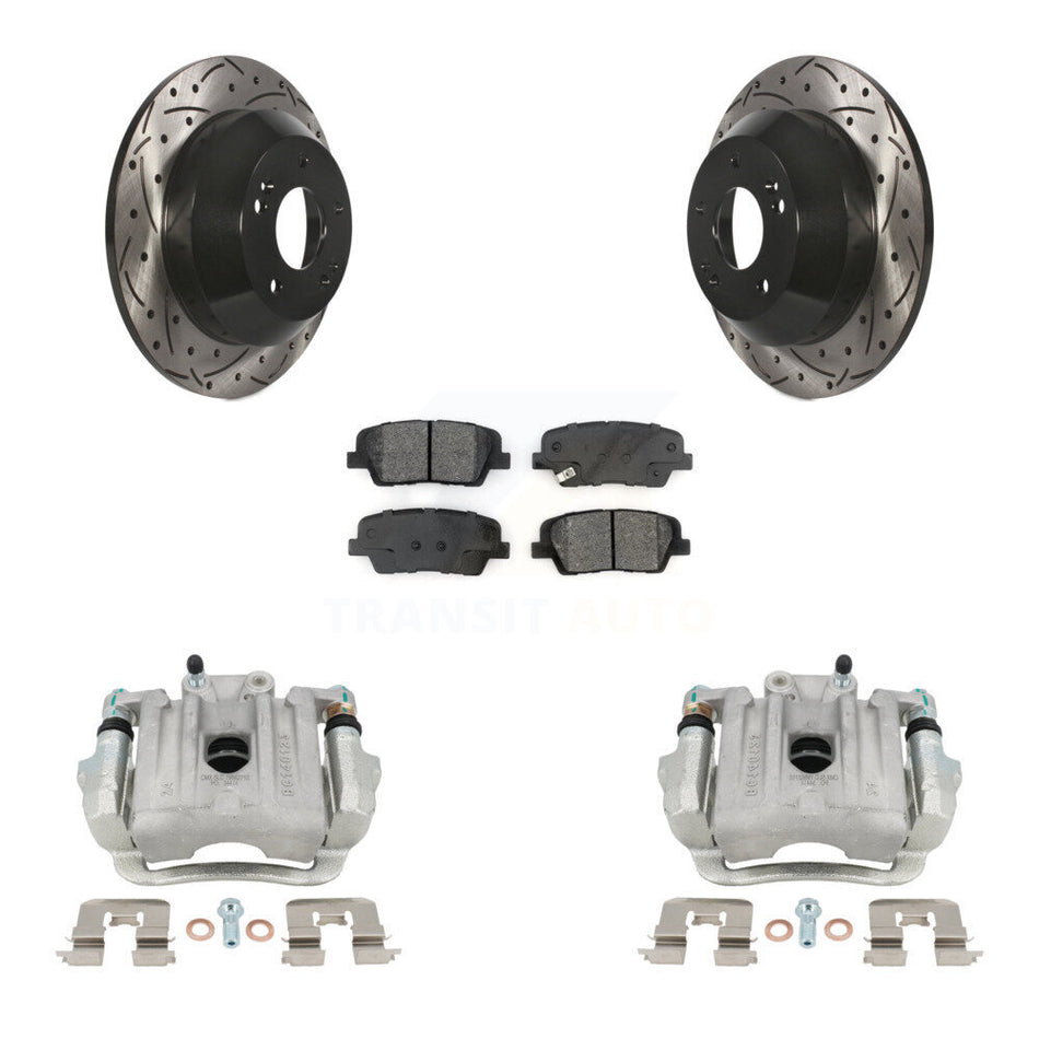 Rear Disc Brake Coated Caliper Drill Slotted Rotor Semi-Metallic Pad Kit For Kia Sorento KCD-100511S
