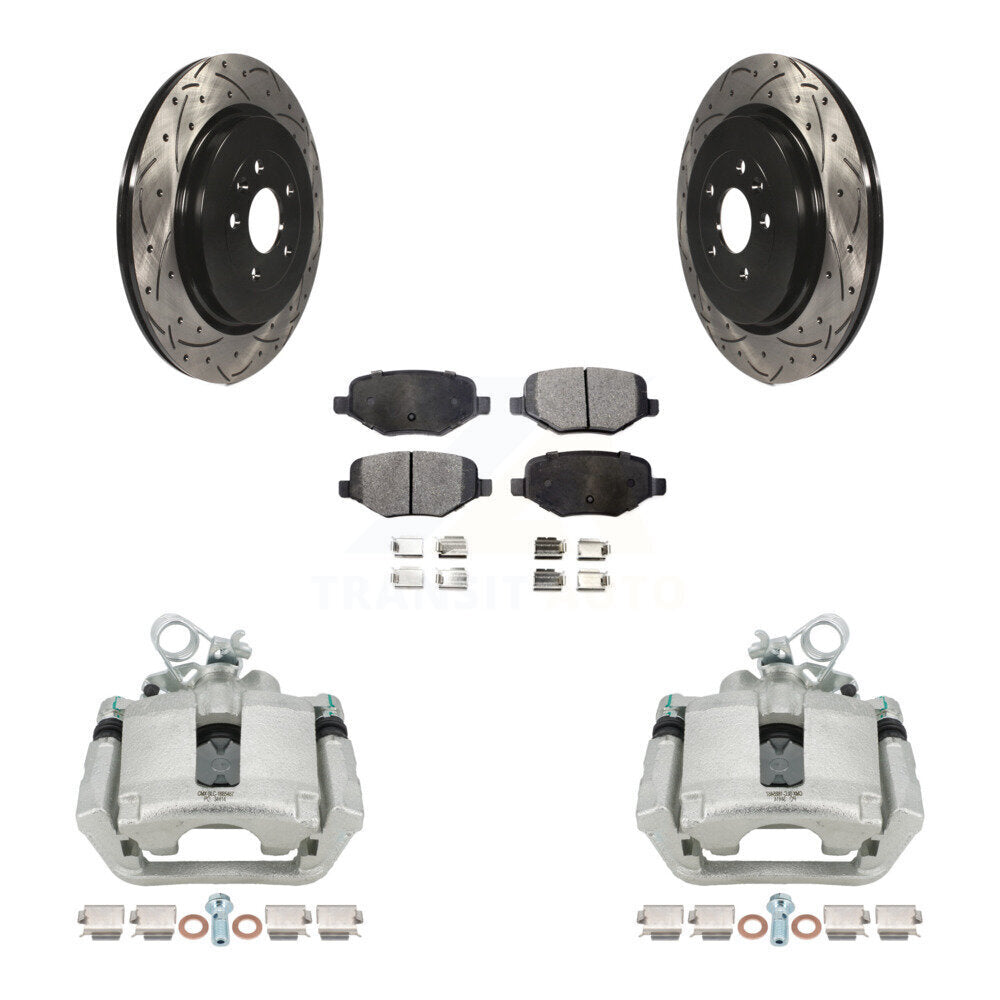 Rear Brake Caliper Drill Slot Rotor Ceramic Pad Kit For Ford Explorer Police Interceptor KCD-100512T