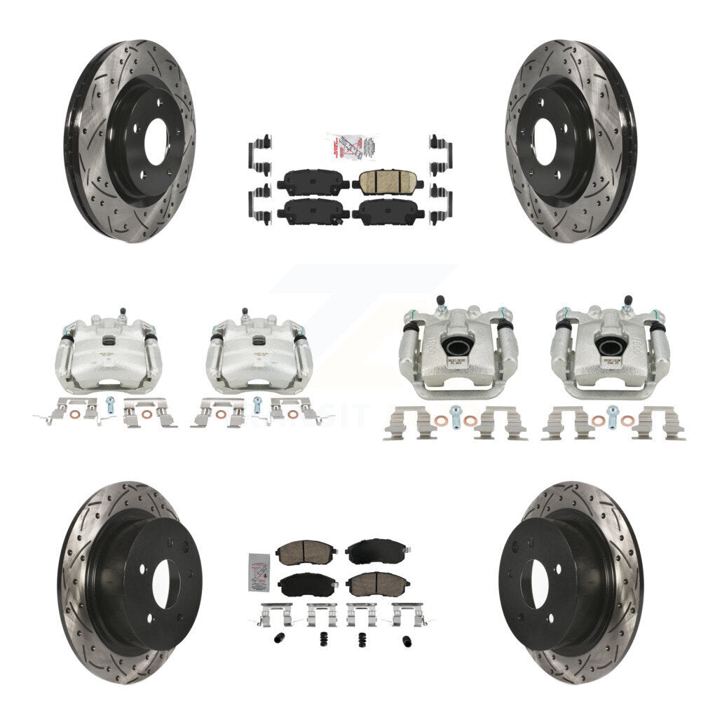 Front Rear Brake Coat Caliper Drill Slot Rotors Ceramic Pad Kit (10Pc) For Nissan Sentra KCD-100513N