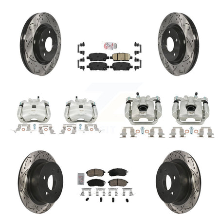 Front Rear Brake Coat Caliper Drill Slot Rotors Ceramic Pad Kit (10Pc) For Nissan Sentra KCD-100513N