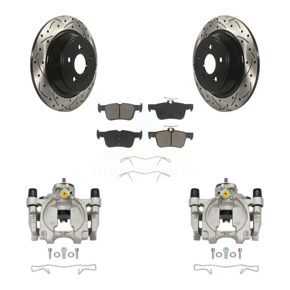 Rear Brake Caliper Drilled Slot Rotor Ceramic Pad Kit For Ford Edge Lincoln MKX Nautilus KCD-100514C