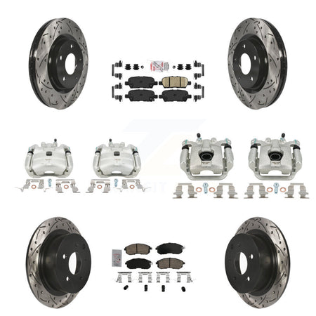 Front Rear Brake Coat Caliper Drill Slot Rotors Ceramic Pad Kit (10Pc) For Nissan Sentra KCD-100514N