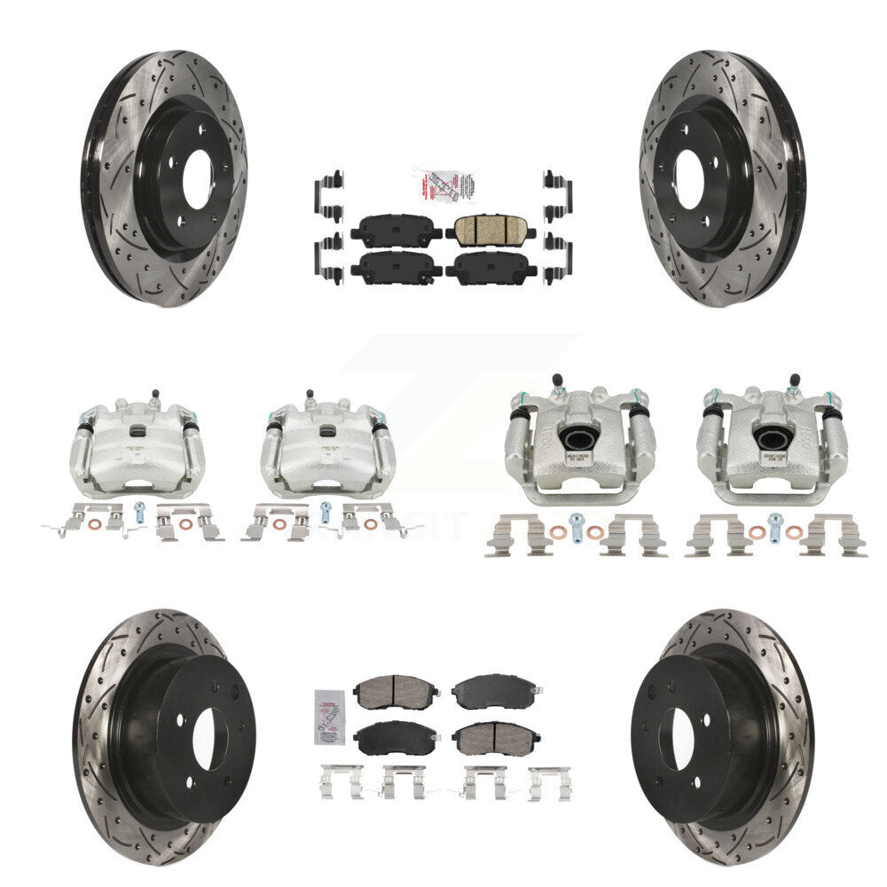 Front Rear Brake Coat Caliper Drill Slot Rotors Ceramic Pad Kit (10Pc) For Nissan Sentra KCD-100515N