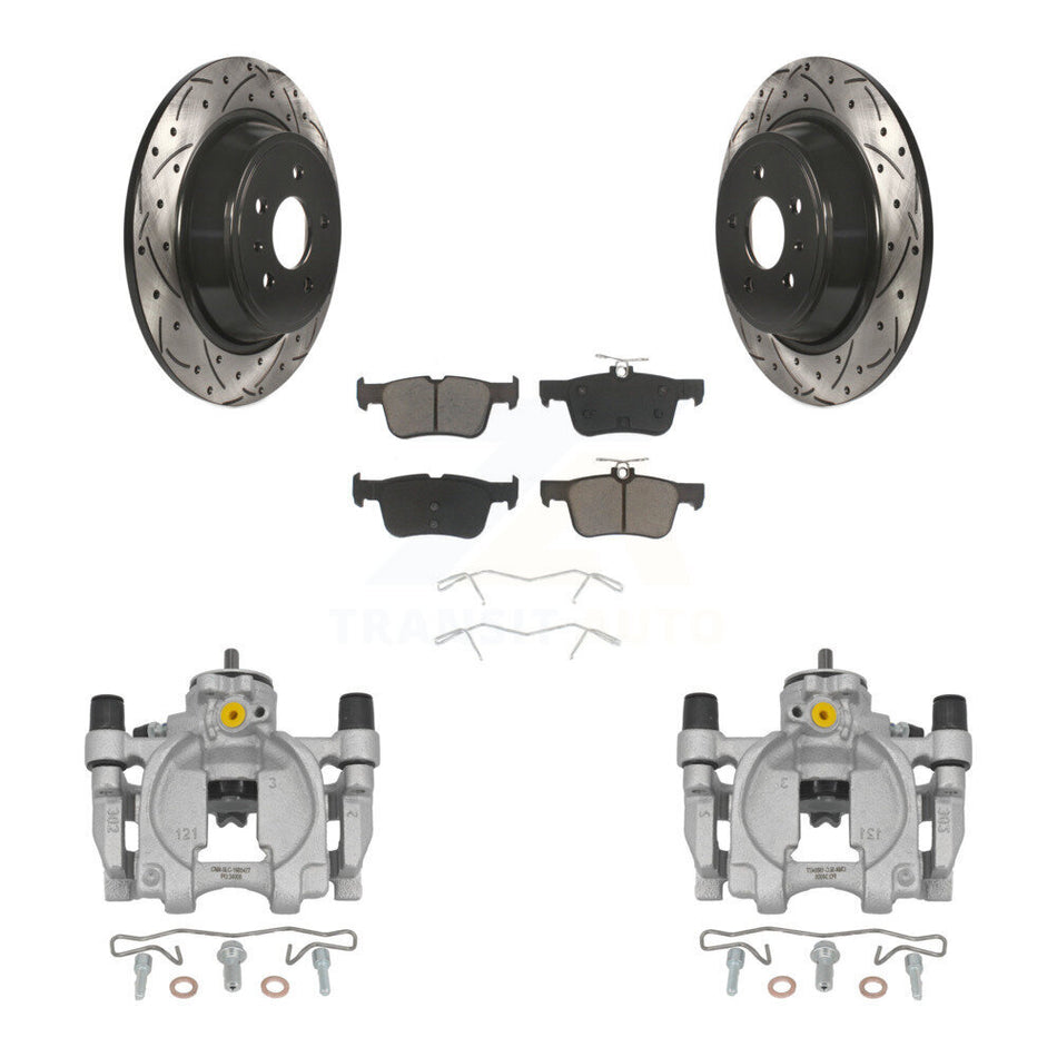 Rear Disc Brake Coated Caliper Drill Slot Rotors Ceramic Pad Kit For Lincoln Continental KCD-100516C
