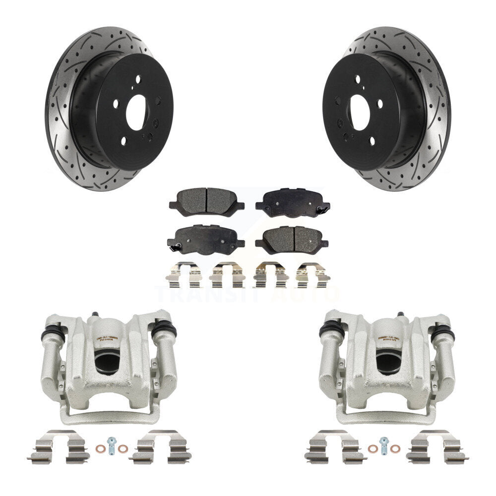 Rear Brake Caliper Drill Slotted Rotors Semi-Metallic Pad Kit For 2009-2016 Toyota Venza KCD-100516P