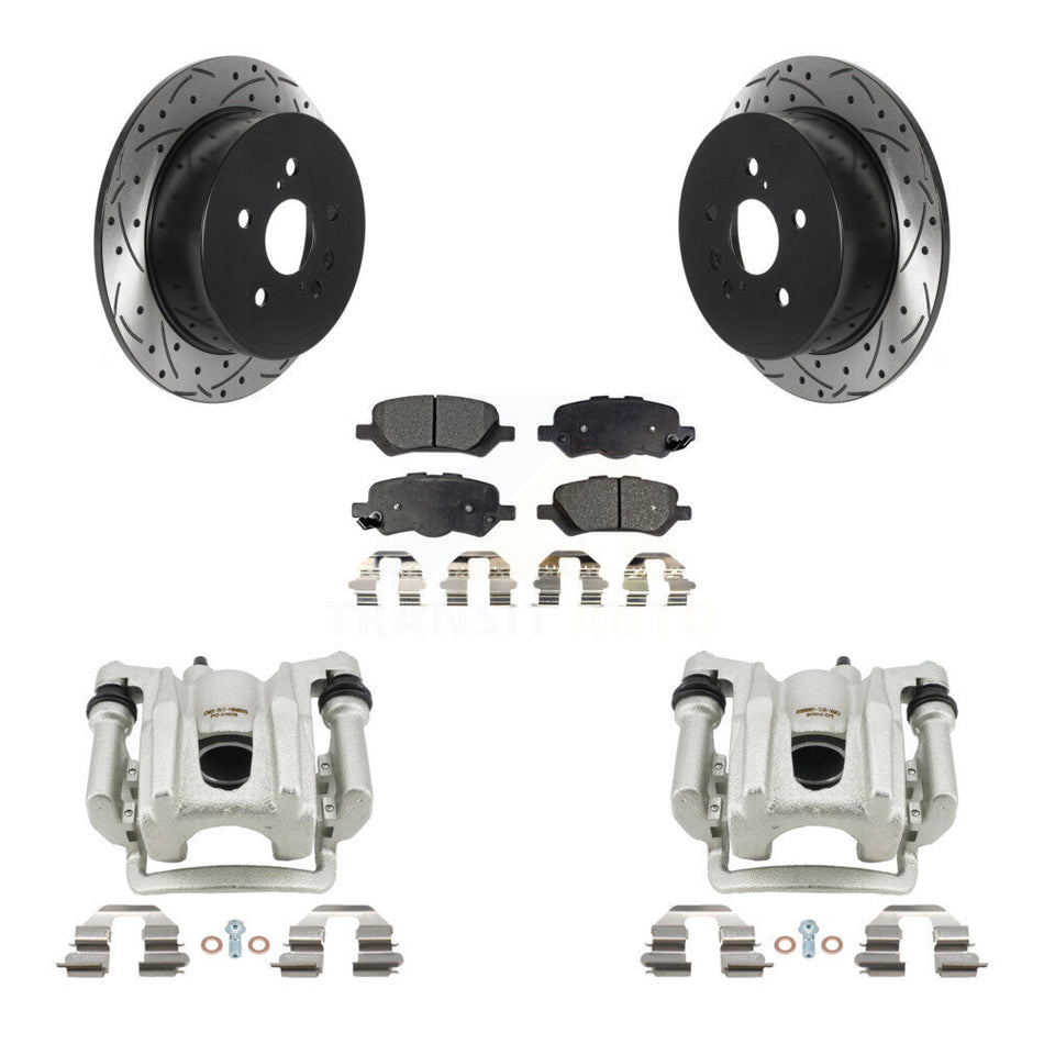 Rear Brake Caliper Drill Slotted Rotors Semi-Metallic Pad Kit For 2009-2016 Toyota Venza KCD-100516P