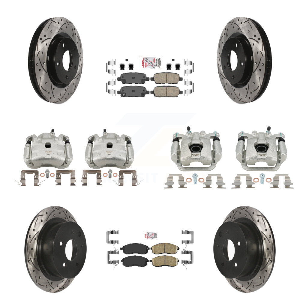 Front Rear Brake Coat Caliper Drill Slot Rotors Ceramic Pad Kit (10Pc) For Nissan Sentra KCD-100517N