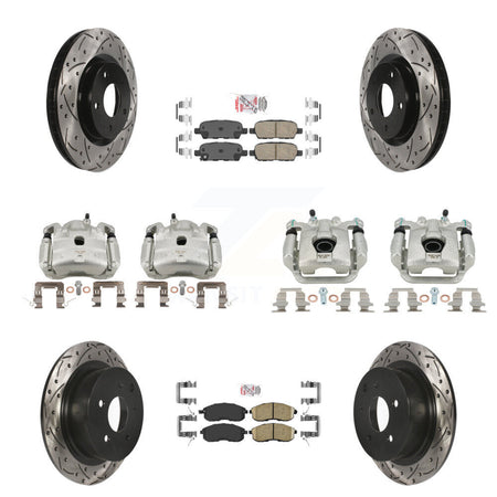 Front Rear Brake Coat Caliper Drill Slot Rotors Ceramic Pad Kit (10Pc) For Nissan Sentra KCD-100518N