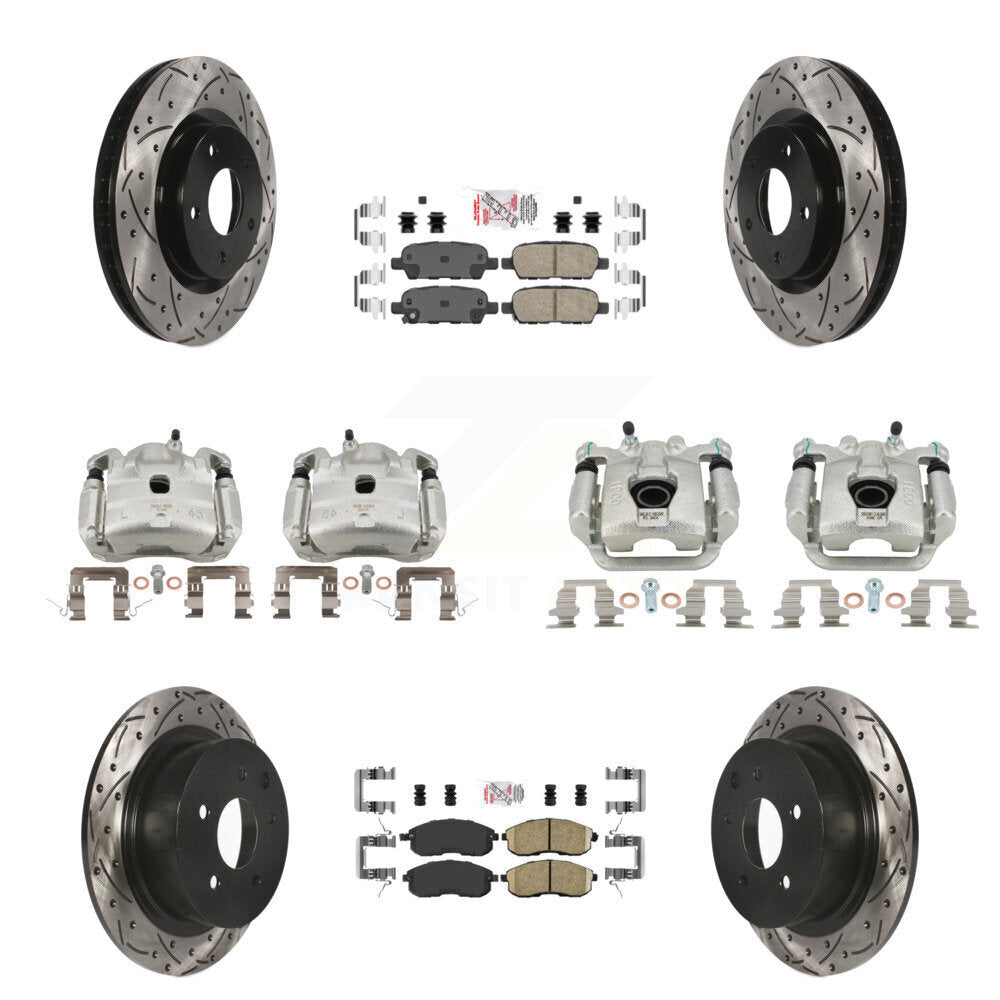 Front Rear Brake Coat Caliper Drill Slot Rotors Ceramic Pad Kit (10Pc) For Nissan Sentra KCD-100519N