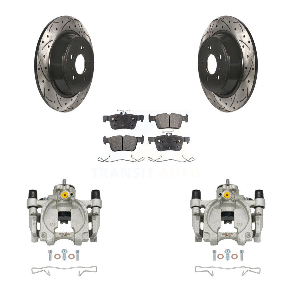 Rear Brake Caliper Drill Slot Rotor Semi-Metallic Pad Kit For Ford Escape Fusion Lincoln KCD-100519P