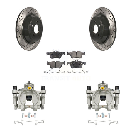 Rear Brake Caliper Drill Slot Rotor Semi-Metallic Pad Kit For Ford Escape Fusion Lincoln KCD-100519P
