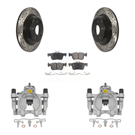Rear Brake Caliper Drill Slotted Rotor Semi-Metallic Pad Kit For Ford Fusion Lincoln MKZ KCD-100520P