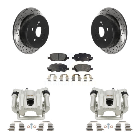 Rear Brake Coated Caliper Drill Slotted Rotor Ceramic Pad Kit For 2009-2016 Toyota Venza KCD-100520T