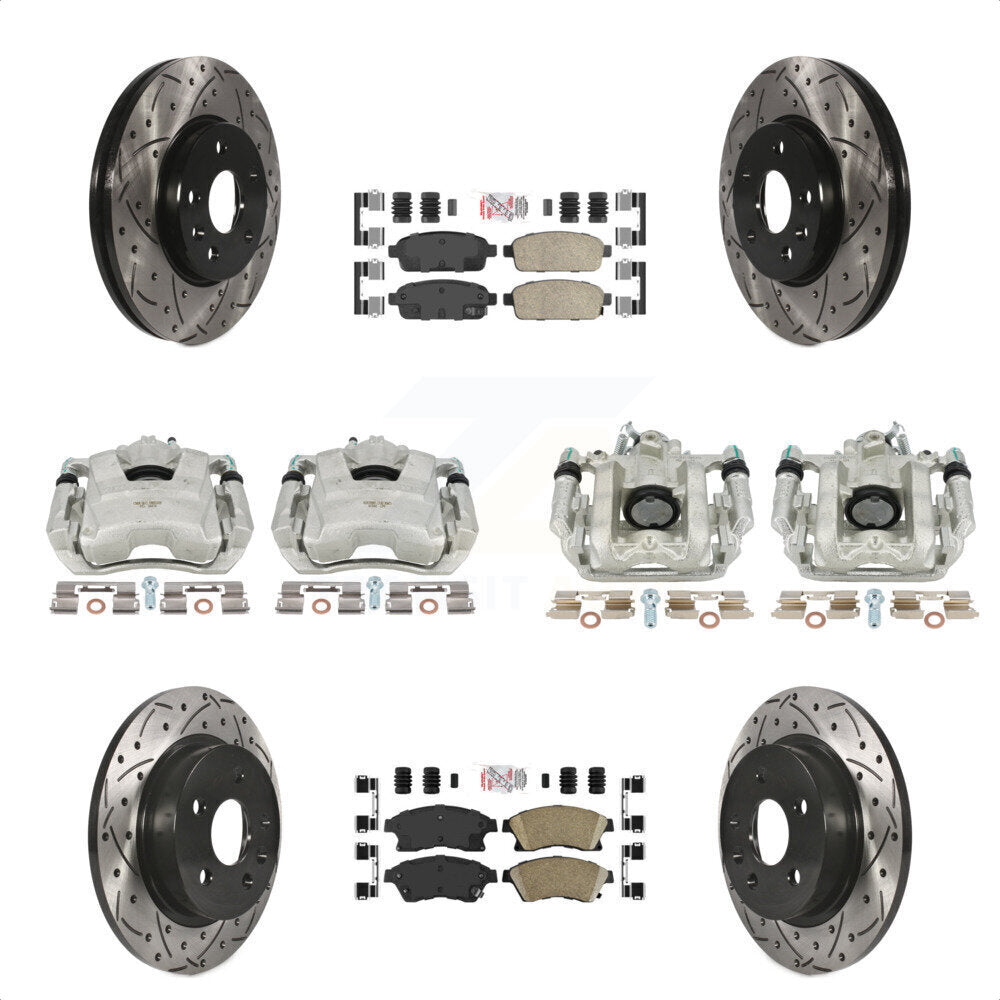 Front Rear Disc Brake Coated Caliper Drilled Slotted Rotors And Ceramic Pads Kit (10Pc) For Chevrolet Cruze Limited KCD-100521N by Transit Auto