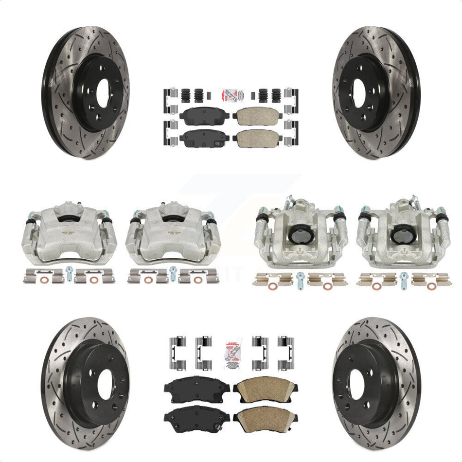 Front Rear Disc Brake Coated Caliper Drilled Slotted Rotors And Ceramic Pads Kit (10Pc) For Chevrolet Cruze Limited KCD-100523N by Transit Auto