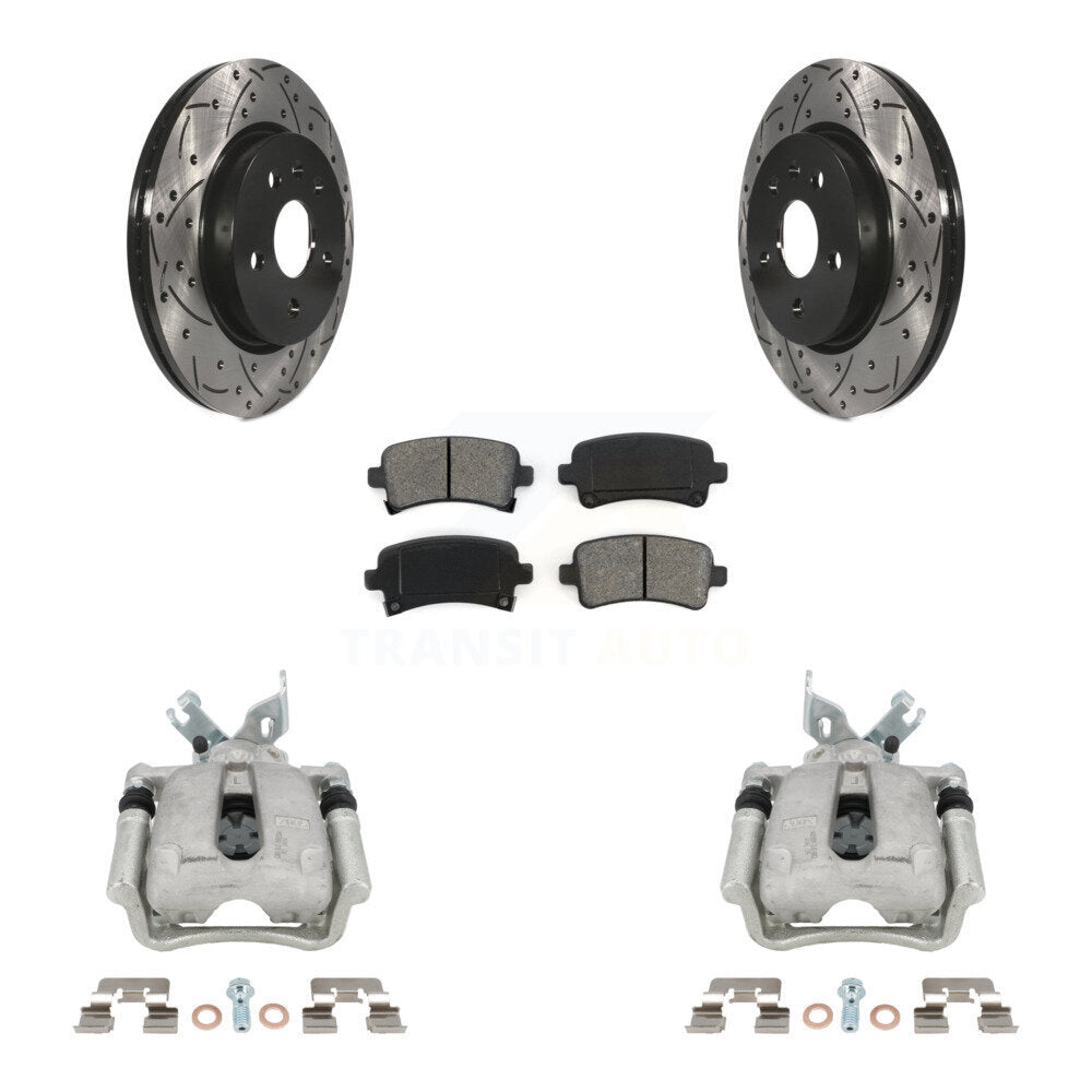 Rear Brake Caliper Drill Slot Rotors Semi-Metallic Pad Kit For Buick Regal LaCrosse 2.4L KCD-100523S