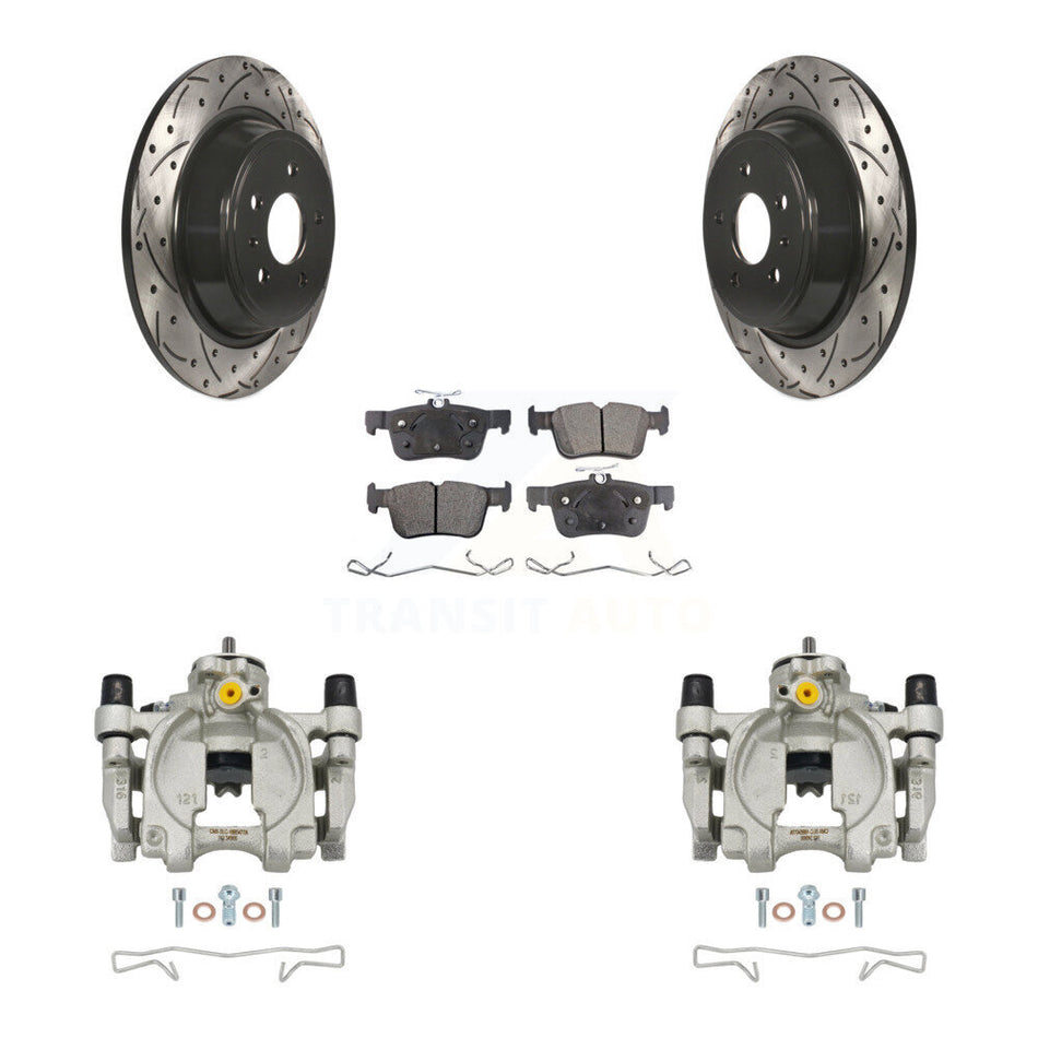 Rear Brake Caliper Drilled Slot Rotor Ceramic Pad Kit For Ford Escape Fusion Lincoln MKC KCD-100523T