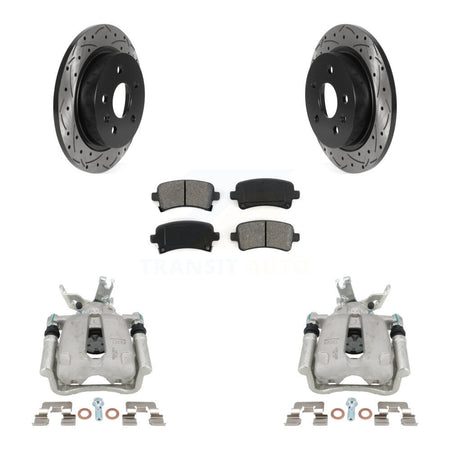 Rear Brake Caliper Drilled Slot Rotor Semi-Metallic Pad Kit For Chevrolet Malibu Limited KCD-100524S