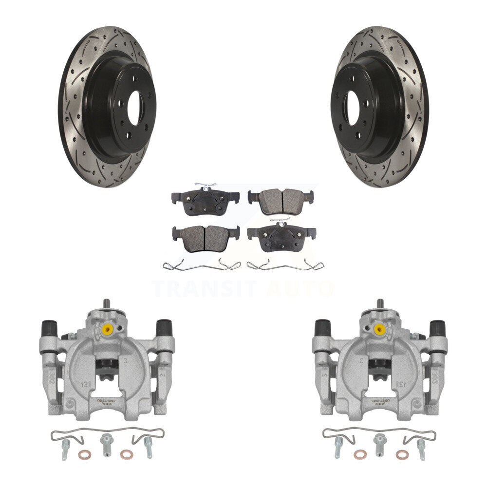 Rear Brake Coated Caliper Drilled Slot Rotor Ceramic Pad Kit For Ford Fusion Lincoln MKZ KCD-100524T