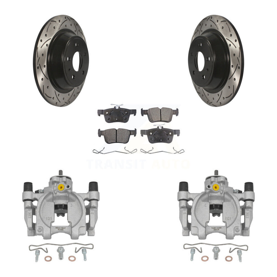 Rear Brake Coated Caliper Drilled Slot Rotor Ceramic Pad Kit For Ford Fusion Lincoln MKZ KCD-100524T