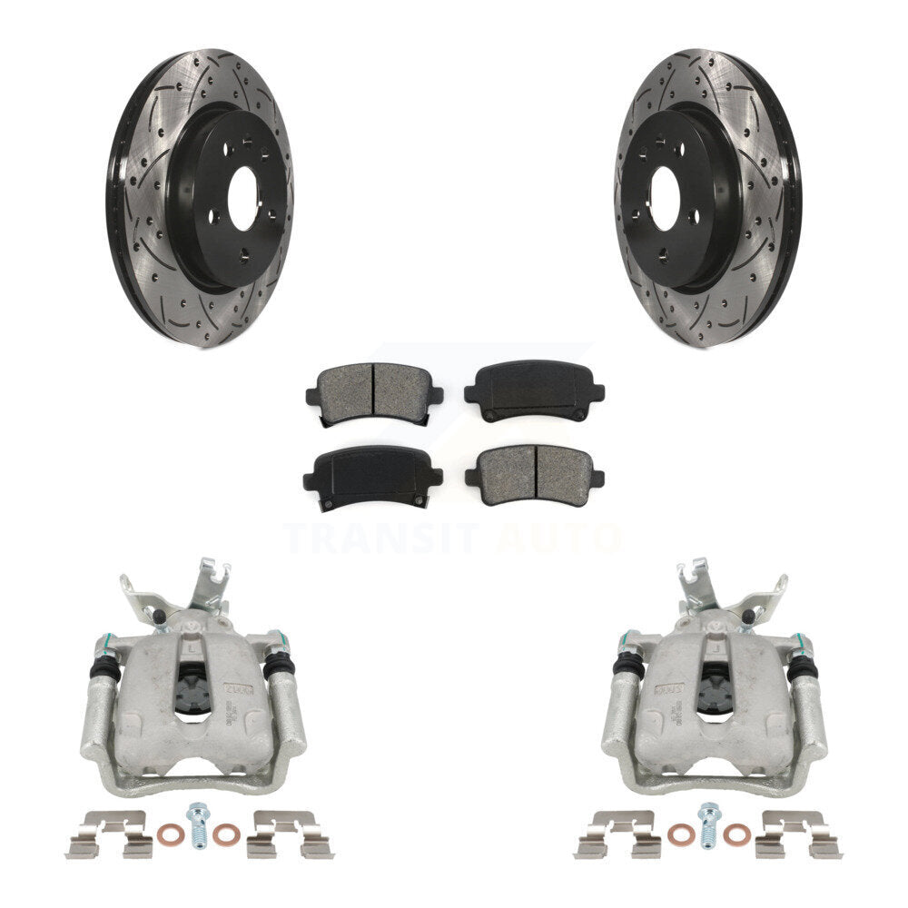 Rear Brake Caliper Drilled Slot Rotor Semi-Metallic Pad Kit For Chevrolet Malibu Limited KCD-100526S