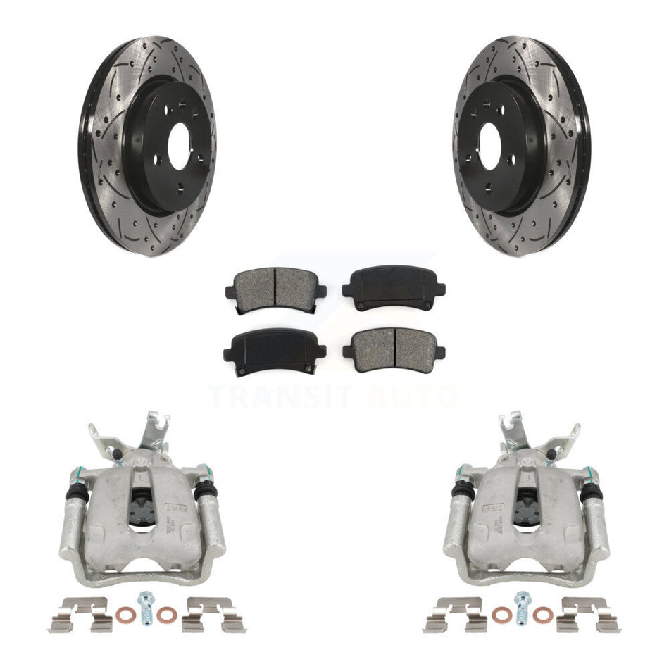 Rear Brake Caliper Drilled Slot Rotor Semi-Metallic Pad Kit For Chevrolet Malibu Limited KCD-100526S