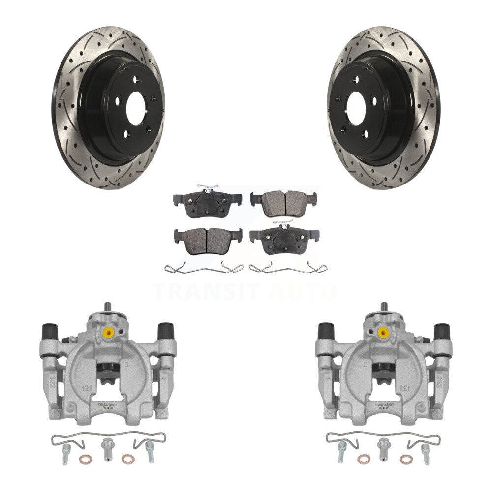 Rear Brake Coat Caliper Drill Slot Rotor Ceramic Pad Kit For Ford Fusion Lincoln MKZ SSV KCD-100526T